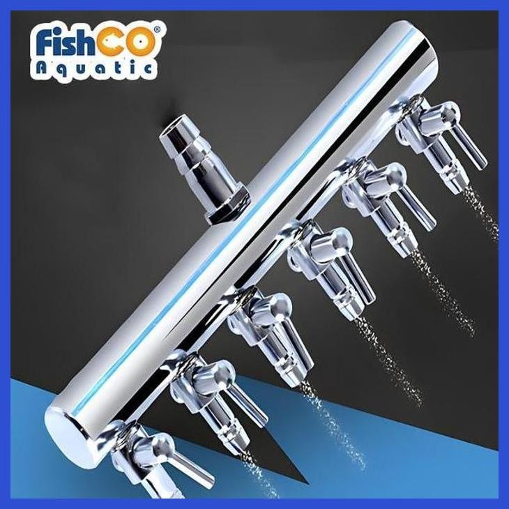 (RATUBEE) KERAN AERATOR NEKEL BESI/ STAINLESS SELANG UDARA 4 CABANG/ LUBANG PERALATAN AQUARIUM IKAN 