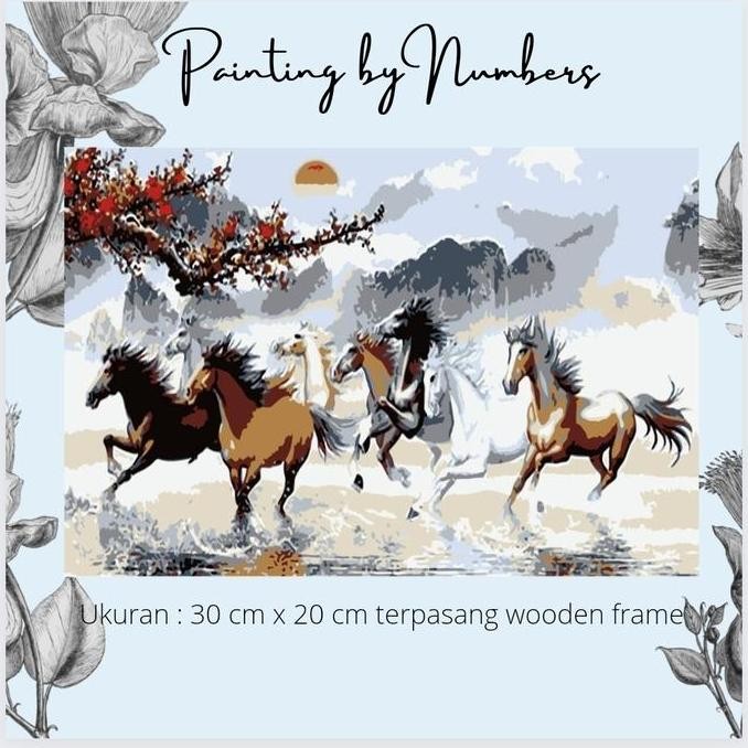 

Diy Painting By Number 30X20Cm Kerajinan Tangan - Lucky 8 Horses