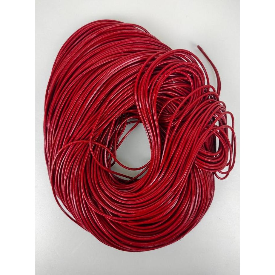 Tali Kulit Bulat/ Rounded Genuine Leather Strap/ Leather Cord Red 2Mm