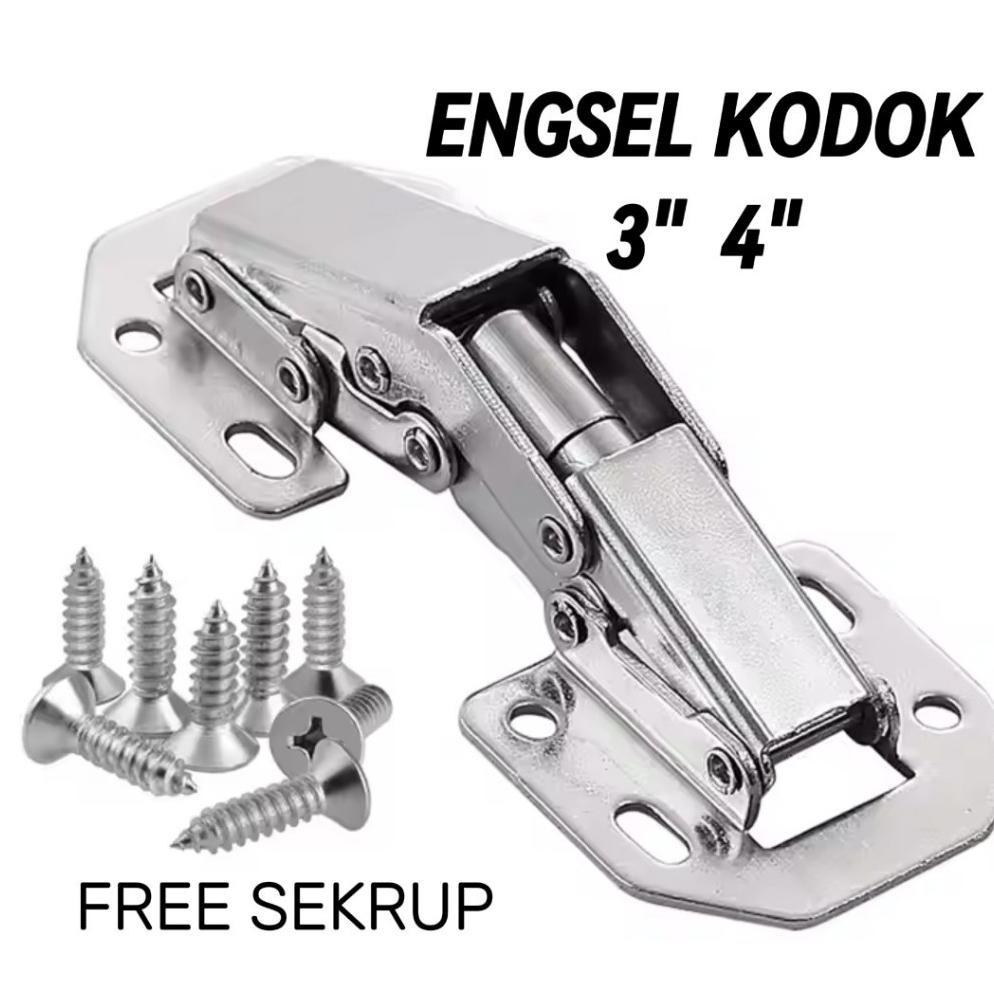 (Terbaru) ENGSEL KODOK 3" 4" 90 DERAJAT / ENGSEL SENDOK PINTU LEMARI TANPA BOBOK ENGSEL JEMBATAN HID