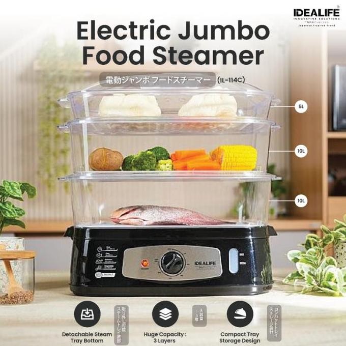 Alat Pengukus Makanan Kukusan Listrik Food Steamer Idealife