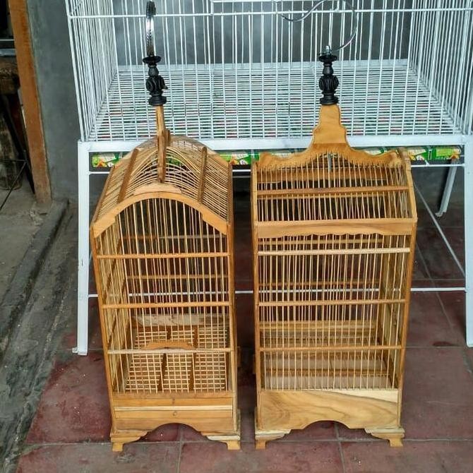 Kandang Burung Kotak Kecil Mentahan Kayu Jati P26 Cm Xl 23 Cm Ful Set