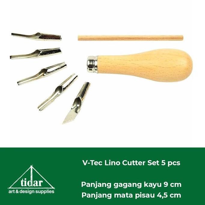 

V-Tec Lino Cutter Set 5 Pcs Vt-195 - Ukir / Cukil Kayu - Karet - Vinil