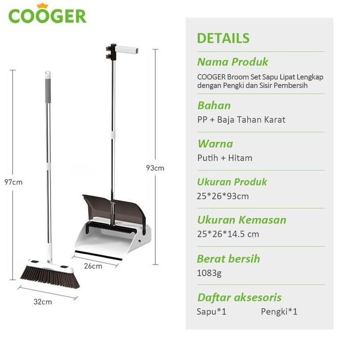 Cooger Sapu Lantai Alat Pembersih Lantai Sapu Pengki Set Kuat Ringan Tidak Mudah Rontok