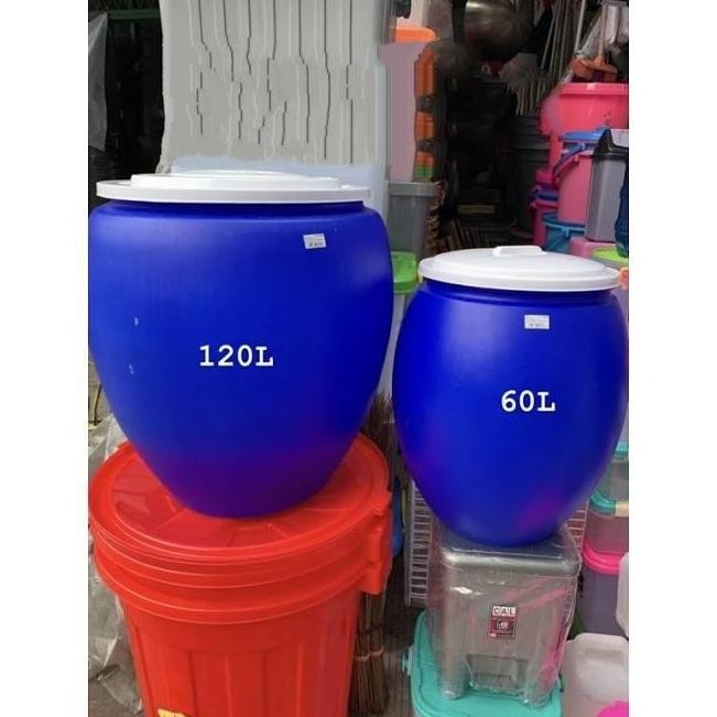 Gentong Air Biru 120 Liter Green Leaf/Tong Air Tutup 120 Liter Gentong