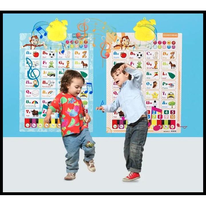 M209 Mainan Edukasi Anak Poster Gambar Elektronik Alphabet Angka Piano