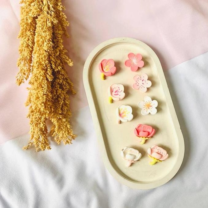 New PAKET MINI BROS CLAY BUNGA SAKURA AESTHETIC LUCU TOPLES ISI 10PCS Clips jepitan  kerudung