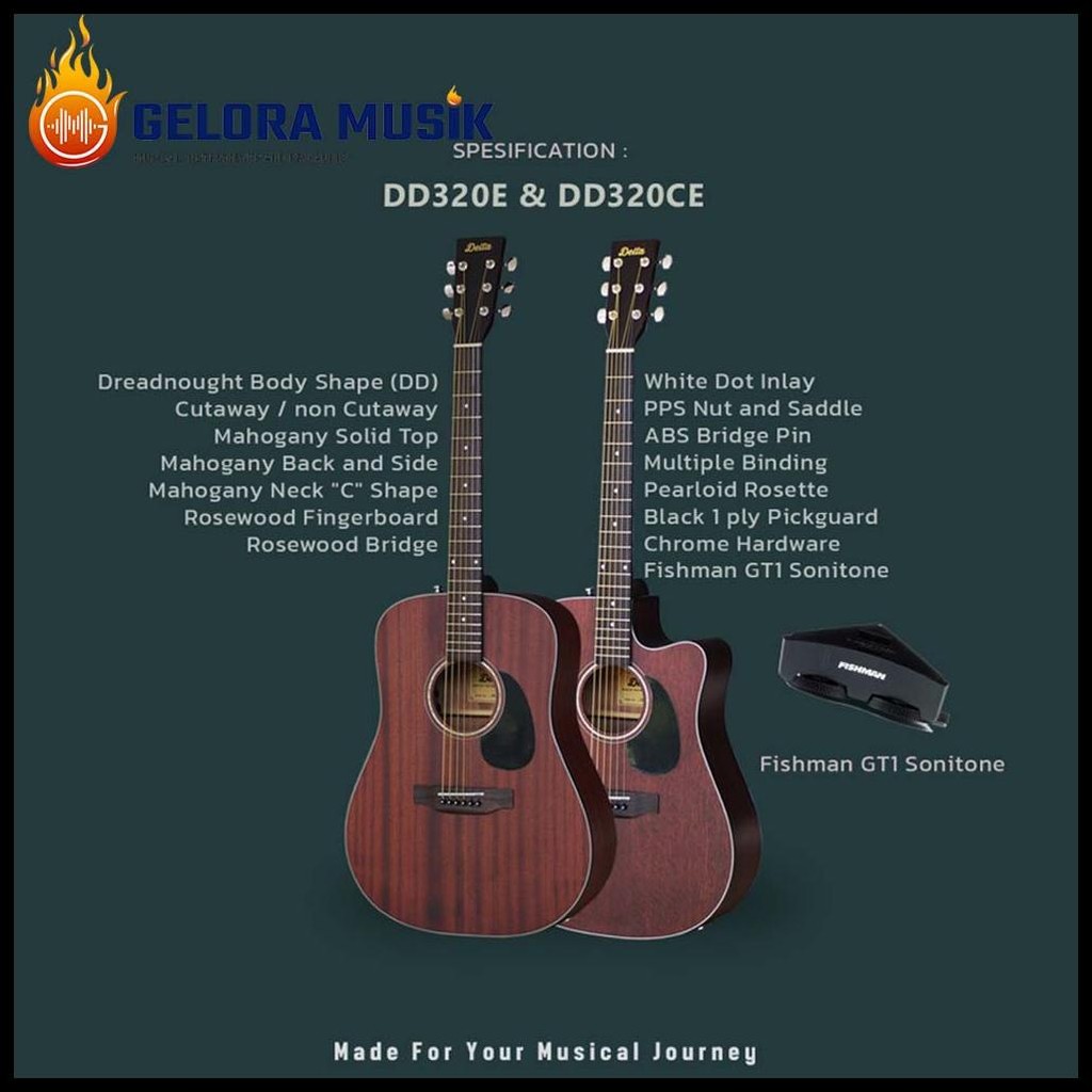 GITAR AKUSTIK ELEKTRIK DELTA DD320CE
