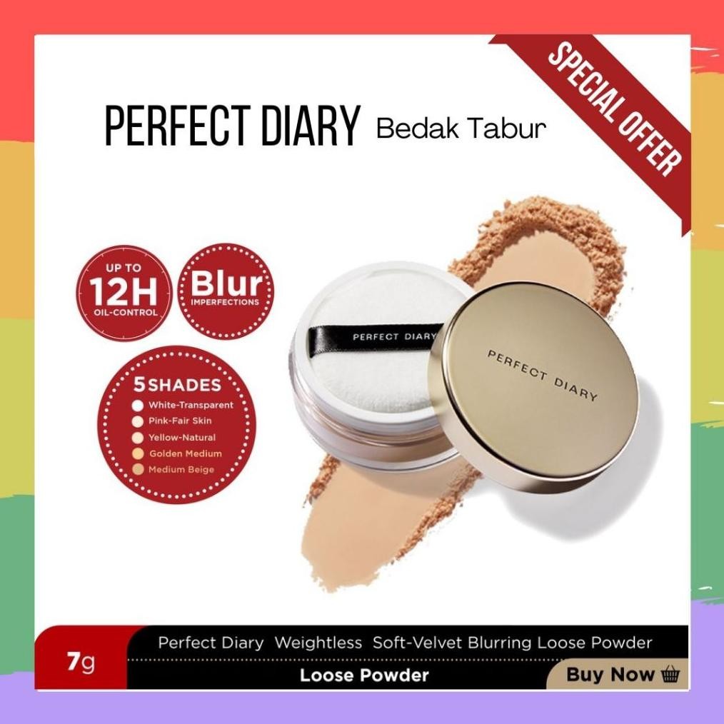 (Terbaru) [READY] PERFECT DIARY Weightless Soft Velvet Blurring Loose Powder Bedak Tabur All Skin 7g