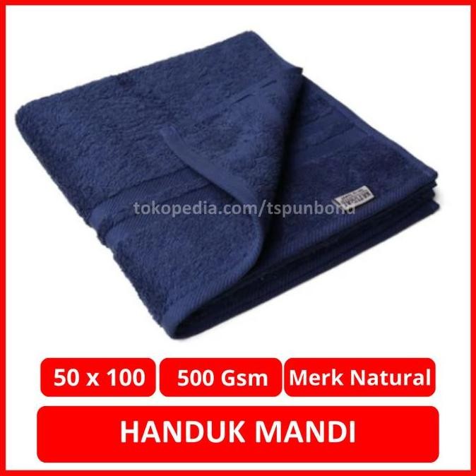 Handuk Mandi 50X100 Merek Natural Warna Navy Polos Handuk Bisa Custom