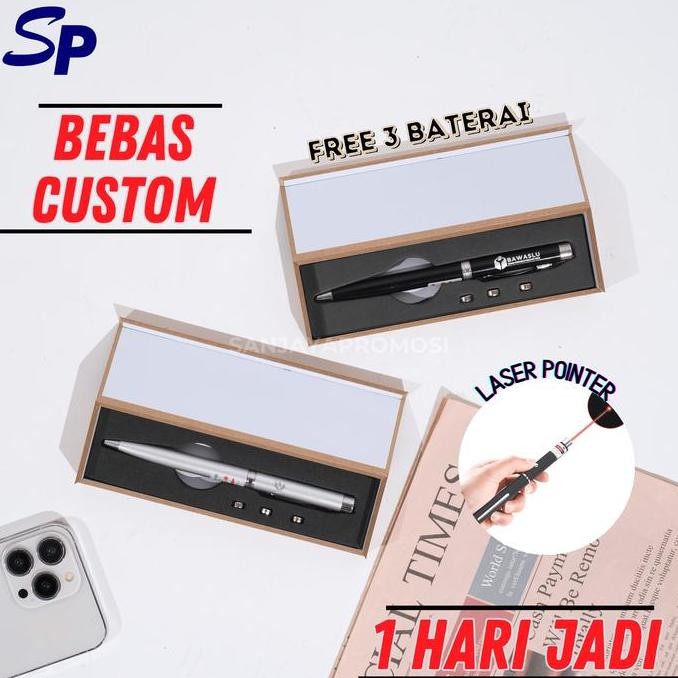 

Pulpen Laser Pointer Pena Senter Pen 3In1 Free Box Free Baterai Bisa Custom Nama Logo