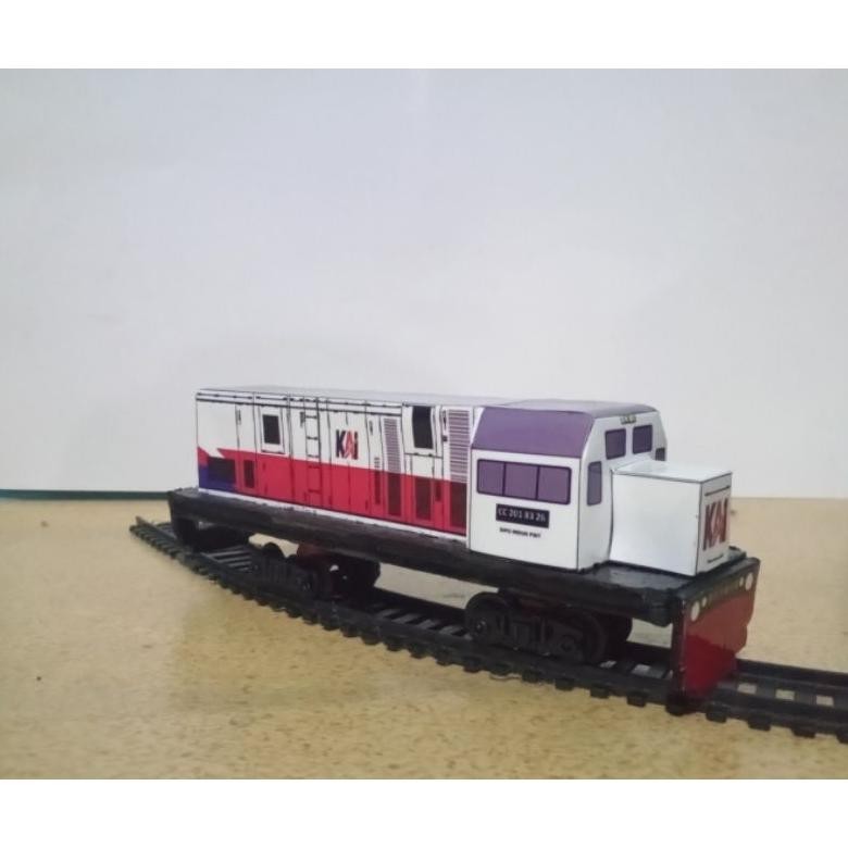 Iq45 Handmade Mainan  Lokomotif Livery Putih Biru Cc  201 Tidak Bermesin (Manual)