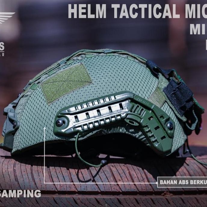 Terlaris Helm Tactical Airsofgun Emerson Mich 2001 Plus Cover Hijau Army