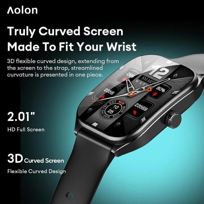 Baru Aolon Curve Smartwatch Ip68 2.01" Curved Ips Bluetooth Call Health Monitor