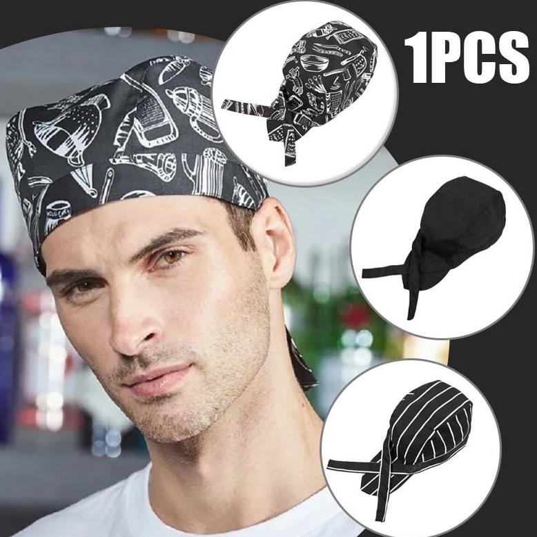 Bandana Chef/Topi Kitchen Hitam/Topi Chef Ikat/Topi Masak Koki/Topi Chef Priatopi Chef Jepang Nugi