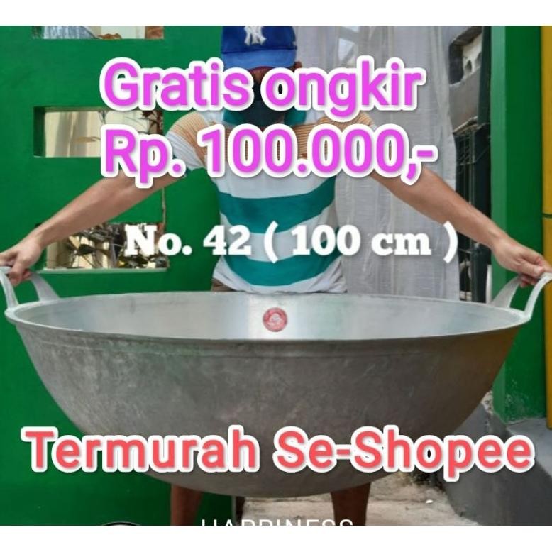 Wajan kuali Katel Jumbo Besar termurah  No.42 (100cm) alumunium tebal stock ready siap kirim Nugi
