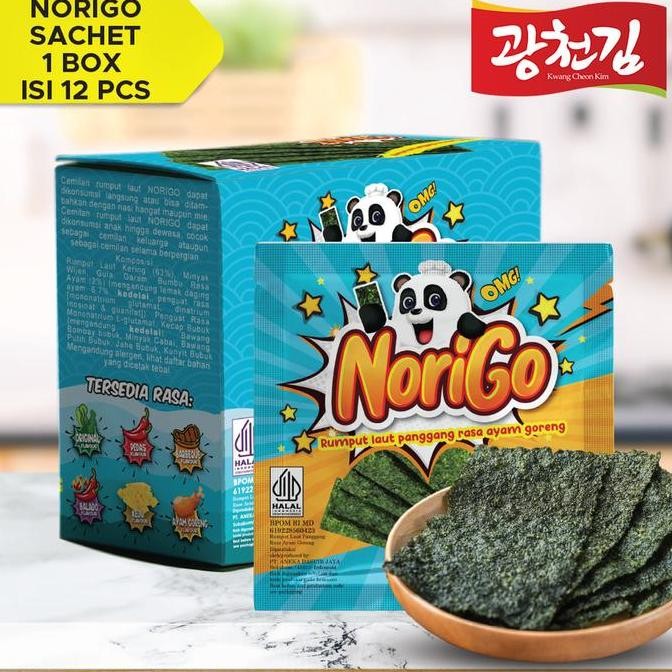 

JB Norigo 1 BOX ISI 12 / Nori Sachet Seaweed Snack 3g Halal Ayam Goreng None