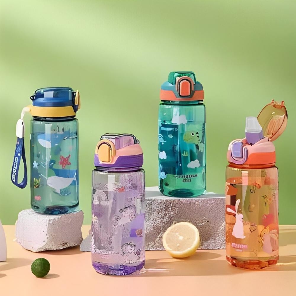 Botol Minum Karakter 600 ml Botol Anak Sekolah TK SD Anak Laki laki Perempuan Dinosaurus Unicorn Nug