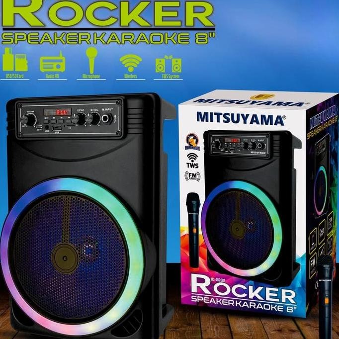 Speaker Bluetooth Full Bass Mitsuyama Ms-4020Bt Rocker Free Mic Bluetooth Karaoke /Mic Wireless + Re