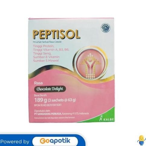 

NO_MORE Peptisol Rasa Chocolate Delight 63 Gram Box 3 Sachet (189 Gram)