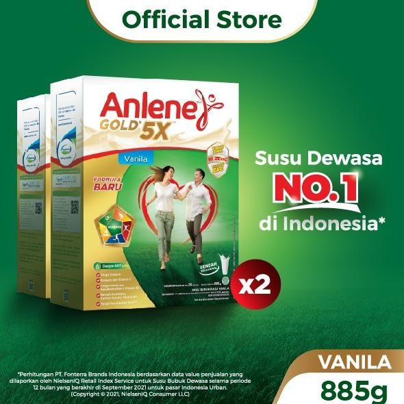 

NO_MORE Anlene Gold 5X Susu Bubuk Vanilla 2 x 885g - Nutrisi Tulang, Sendi, dan Otot