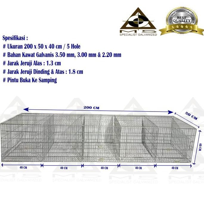 Kandang Kelinci Galvanis - Mini Breeding / 200.50.40 / 5 Hole