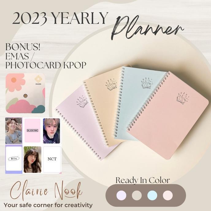 

Tersedia Clairie Nook Yearly Planner 2023 - Diary Planner Agenda Harian Wanita
