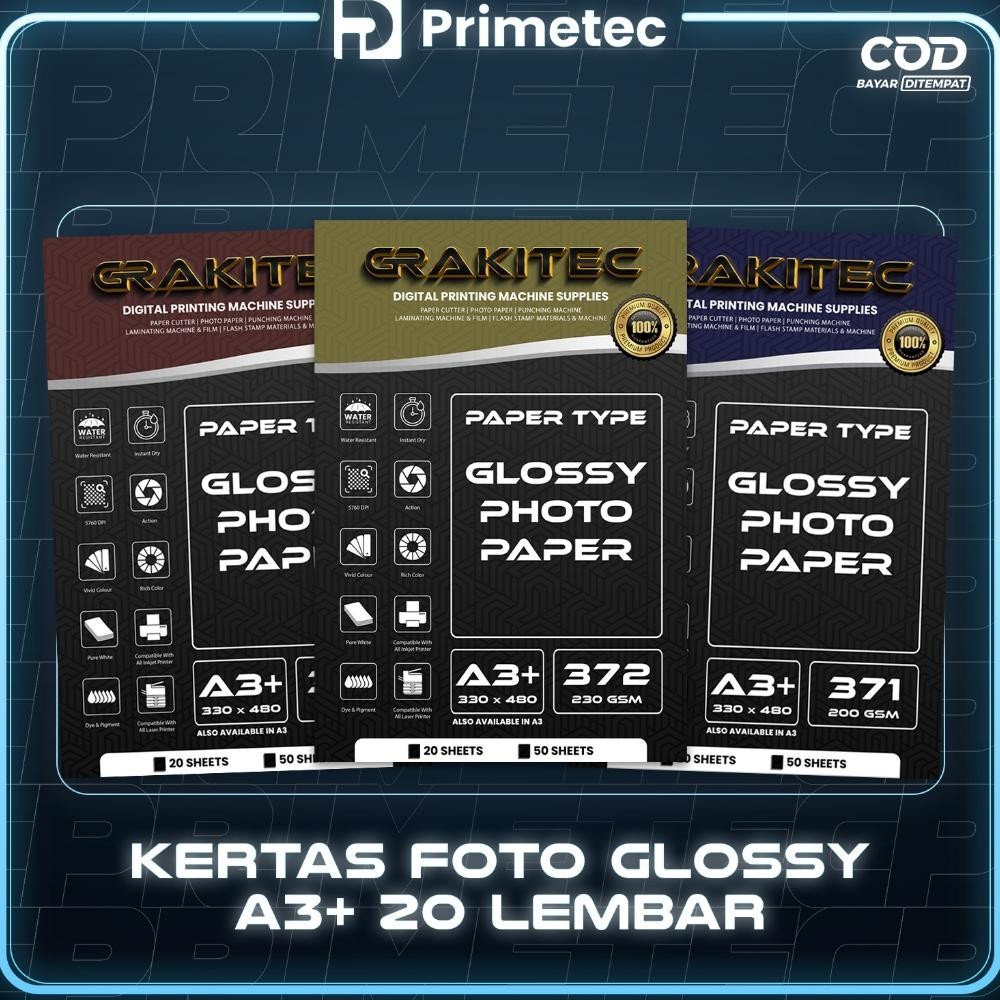 

Kertas Foto Glossy A3 & A3 PLUS - Grakitec Premium Photo Glossy Paper A3 260, 230, 200, Nugi