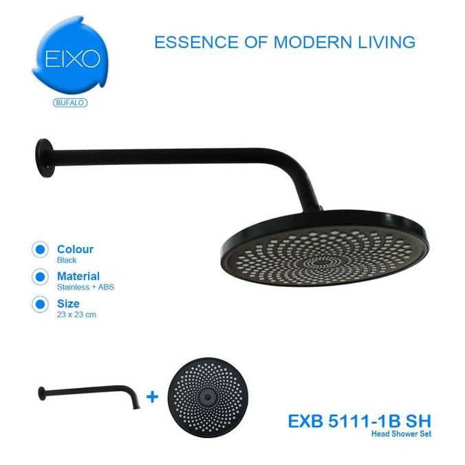 Eixo Bufalo Black Head Wall Shower Pancuran Mandi Hitam Set Minimalis