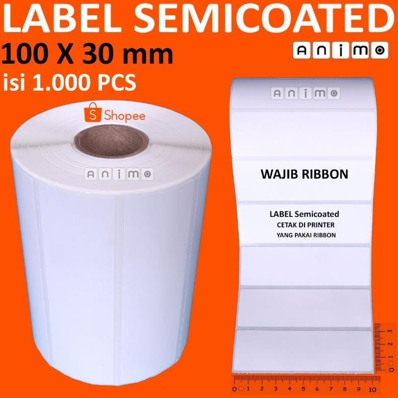 

Label Semicoated 100 x 30 - Label Barcode Semicoated 100x30 MM - Stiker Semicoated 10x30 Cm Isi 1000 Pcs Nugi