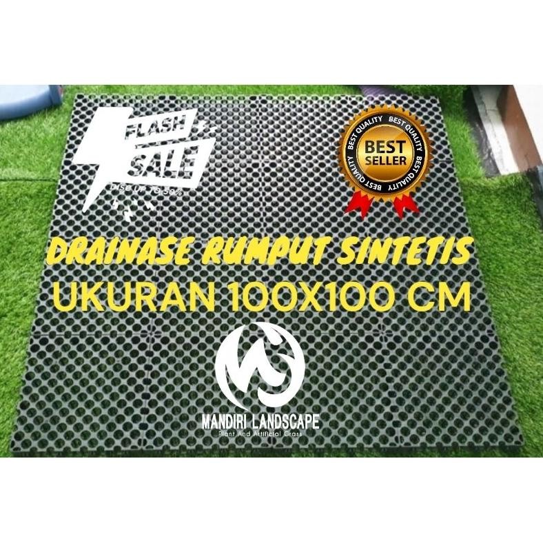 DRAINASE RUMPUT SINTETIS UKURAN 100X100 CM TEBAL 3 CM - ALAS RUMPUT SINTETIS - RESAPAN RUMPUT SINTET