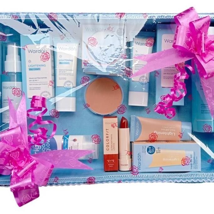 WARDAH SESERAHAN/ PAKET PARSEL KOSMETIK SET LAMARAN / Paket Seserahan Wardah Lightening Box/ [WTTZ00