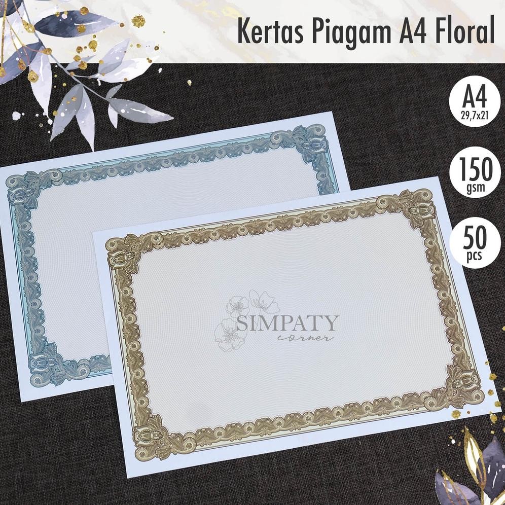 

Blanko / Kertas Piagam / Sertifikat A4 Simpaty Floral High Quality Isi 50 Nugi