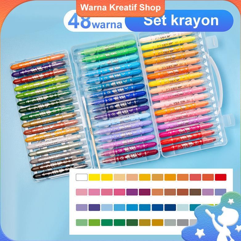 

Grasp Crayon Set 12/36/48 Warna Silky Crayon Water Soluble Crayons Krayon Licin Grasp Nugi