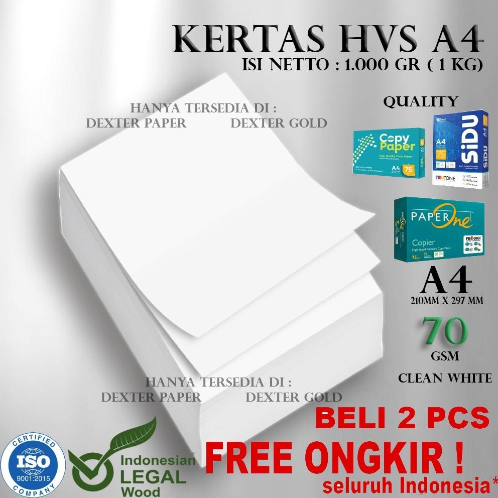 

KERTAS A4 70GR / KERTAS HVS A4 70GSM ISI NETTO 1KG (1000 GRAM) Nugi