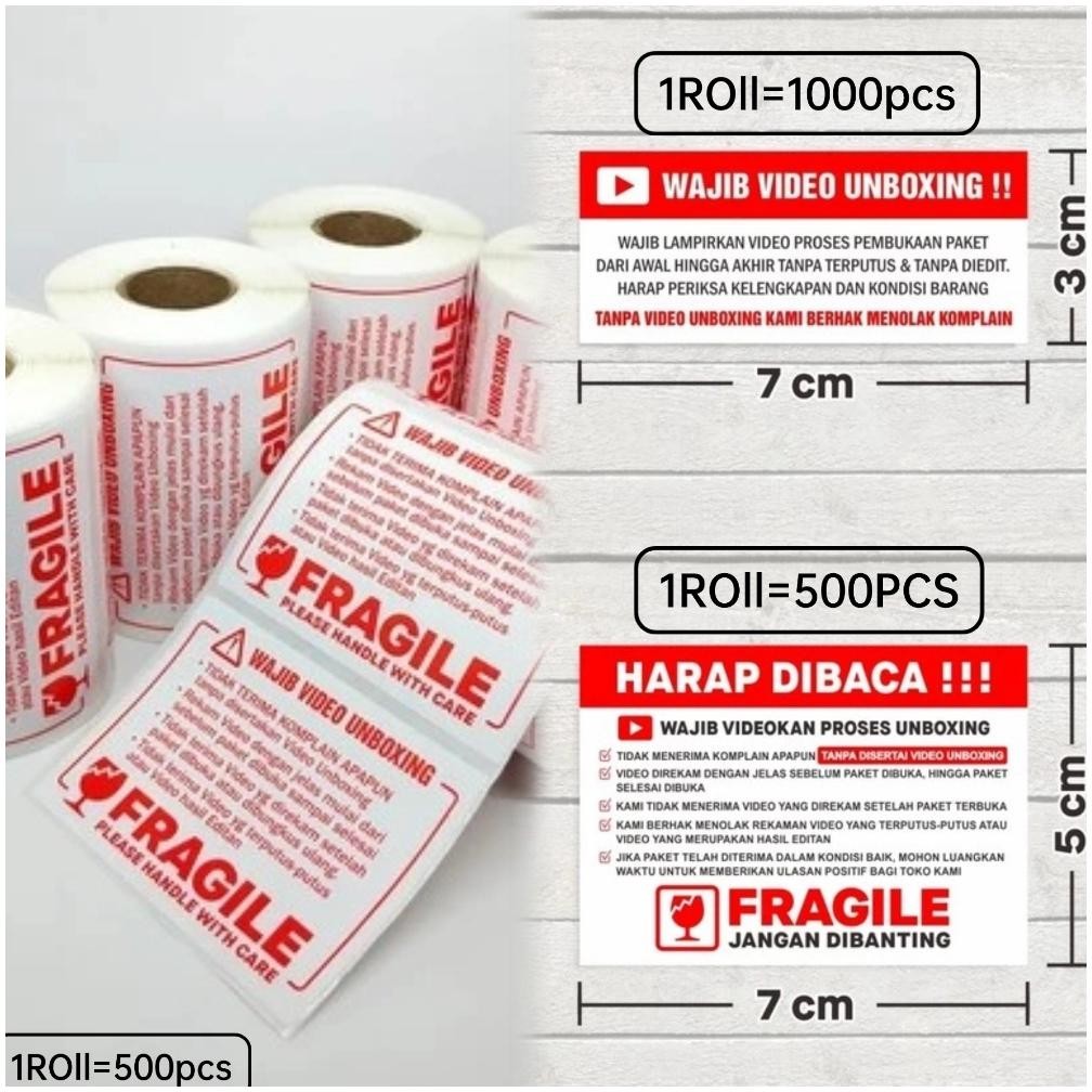 

Stiker Label Wajib Video Unboxing Pengiriman Paket Ukuran 7 x 3 Cm / 7 x 5 Cm(1 Roll Isi 1.000 Pcs) Nugi