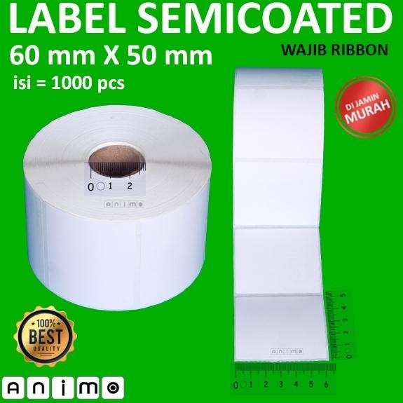

LABEL SEMICOATED 60 x 50 - LABEL BARCODE 60 X 50 ISI 1000 PCS Nugi