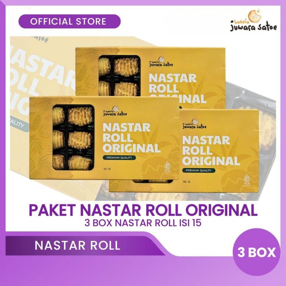 

NO_MORE BAKPIA JUWARA SATOE [ 3 Box ] Paket Nastar Roll Original Isi 15 - Oleh Oleh Khas Jogja
