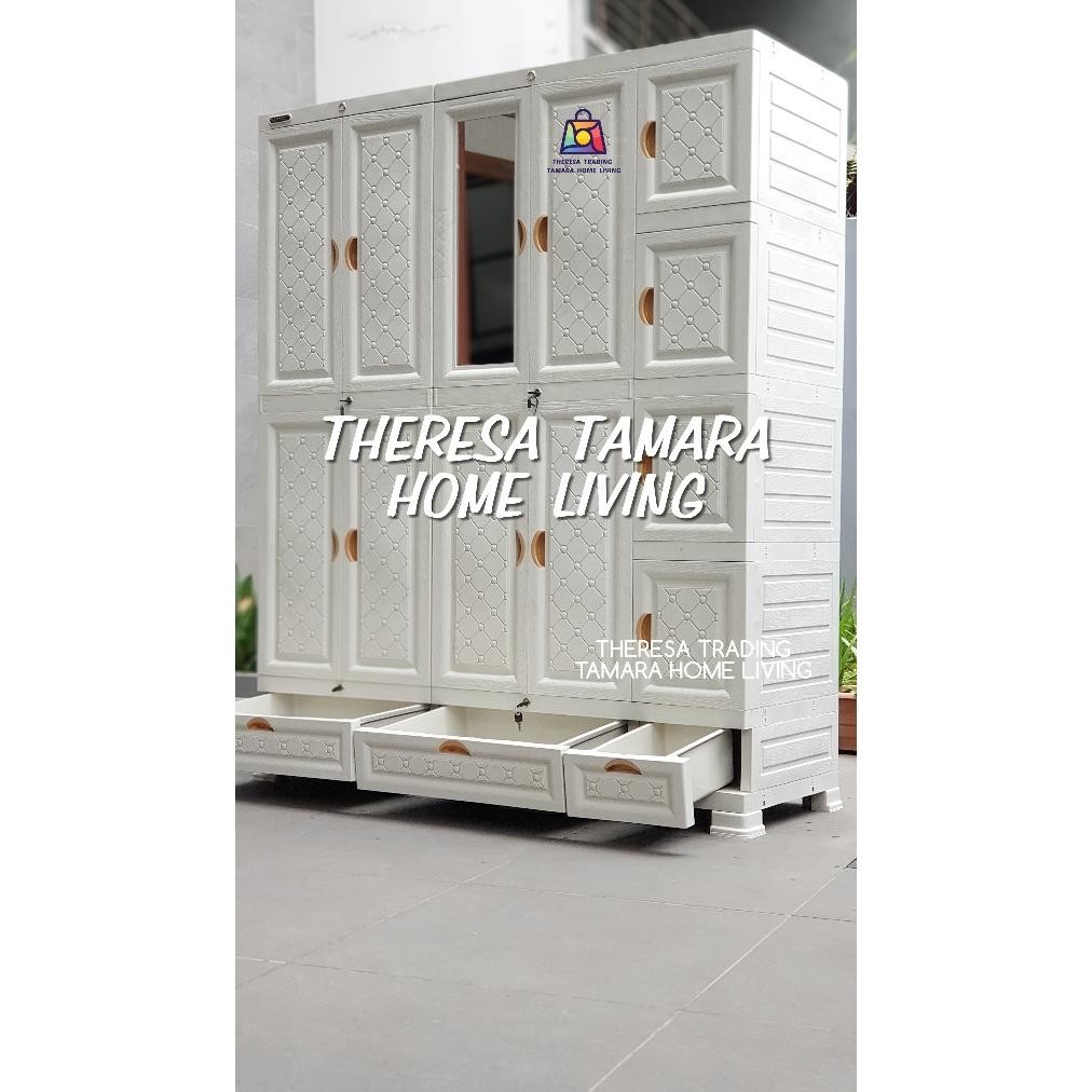 LEMARI NAPOLLY 5412 GANTUNGAN 4 PINTU BESAR 4 PINTU KECIL + 3 LACI BAWAH + KUNCI LEMARI Nugi
