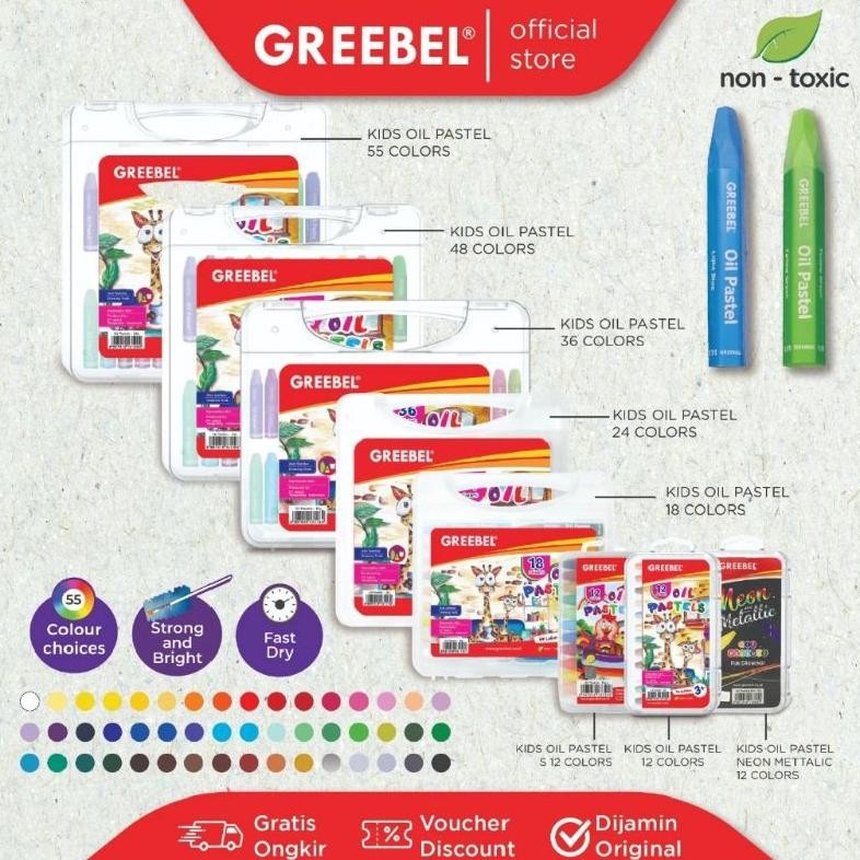 

Crayon Oil pastel Greebel 55 warna ( 1set/55wrn ) Nugi