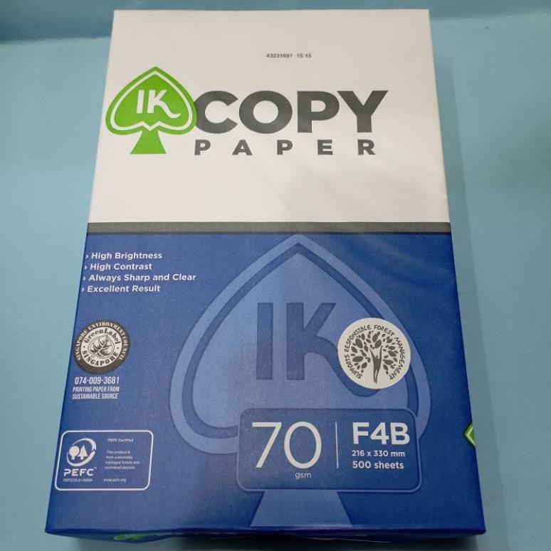 

Kertas HVS IK Copy Paper F4B 70gsm Isi 500 Sheets / Pack Nugi