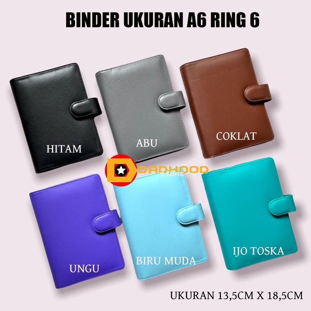 

BINDER KULIT GLOSSY SINTETIK UKURAN A6 RING 6 10 WARNA PILHAN Nugi
