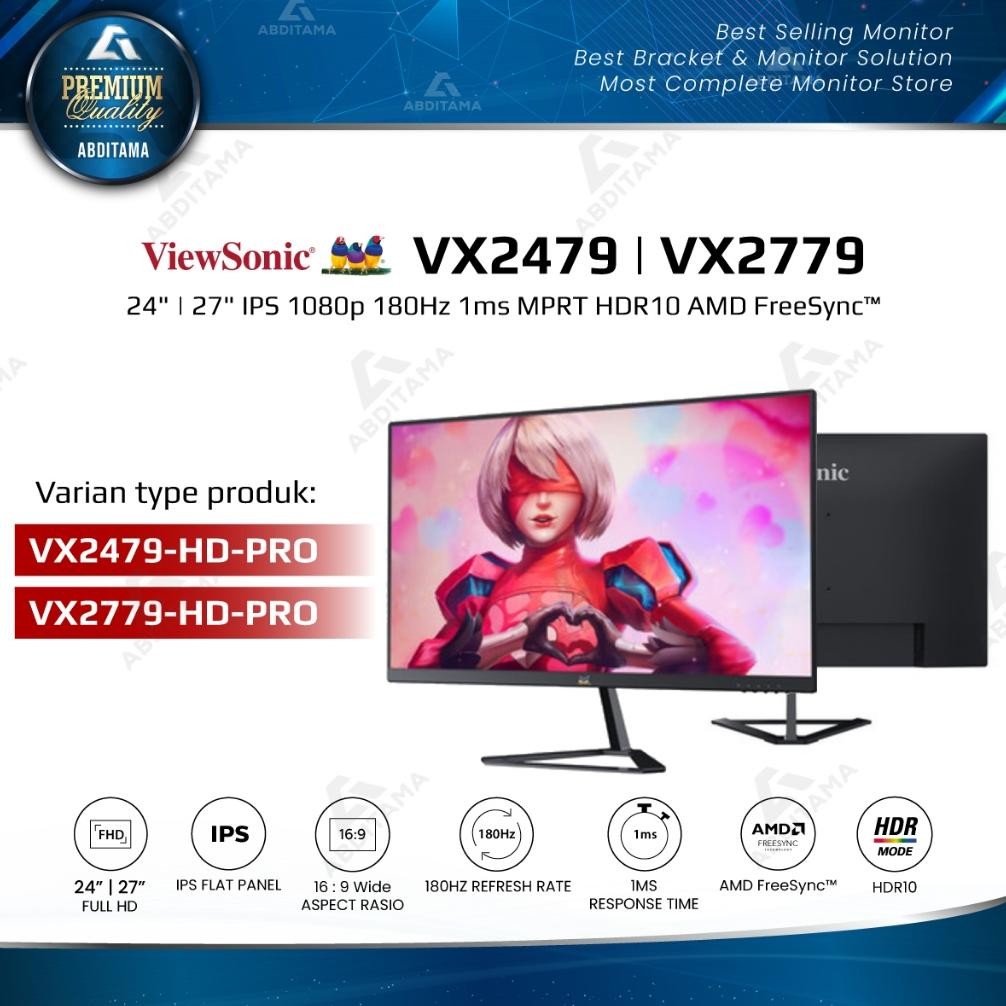Monitor Gaming LED Viewsonic VX2479-HD-Pro 24" | VX2779-HD-Pro 27" IPS 10p HDMI DP 180Hz 1ms MPRT HD