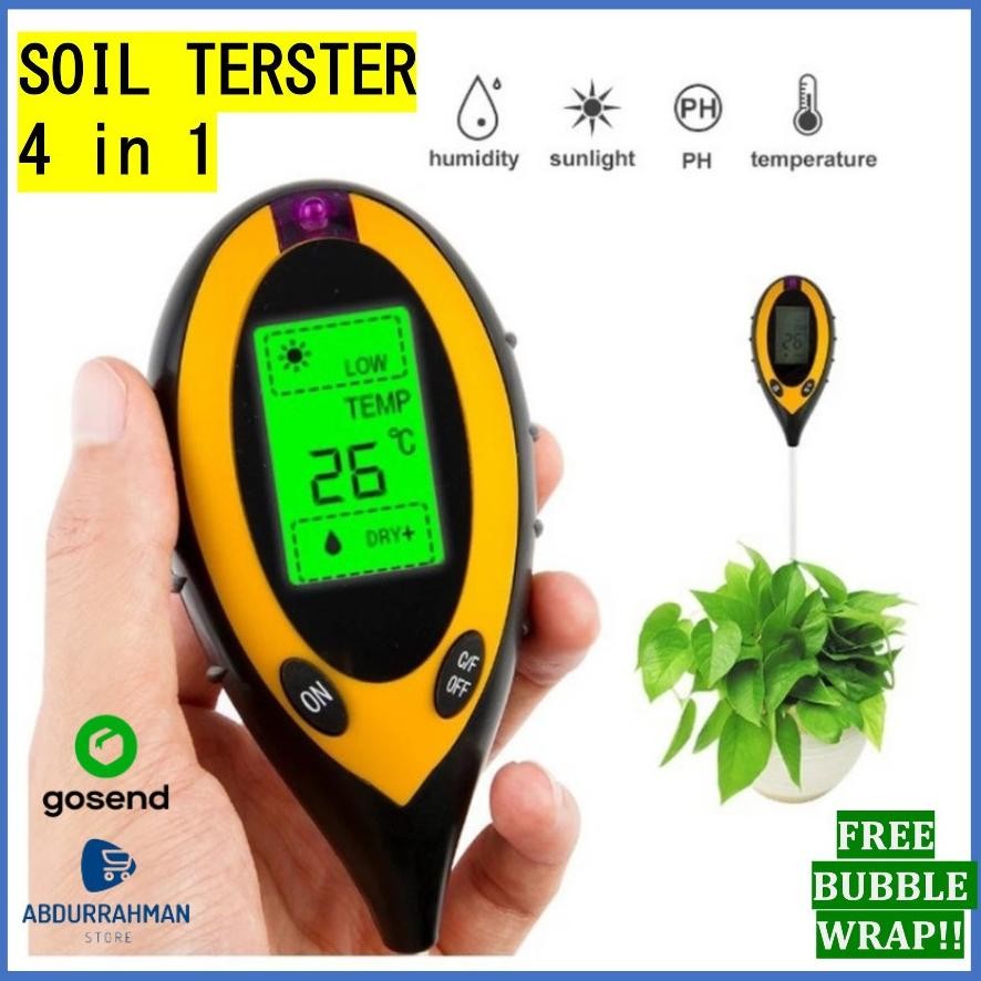 Alat Ukur Ph Kelembaban Tanah Soil Tester Meter 4 in 1 Moisture Sensor Nugi