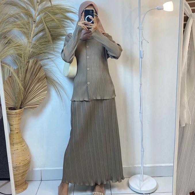 Setelan Wanita One Set Plisket / Setelan Plisket Premium / Setelan Rok dan Atasan / One Set Wanita P