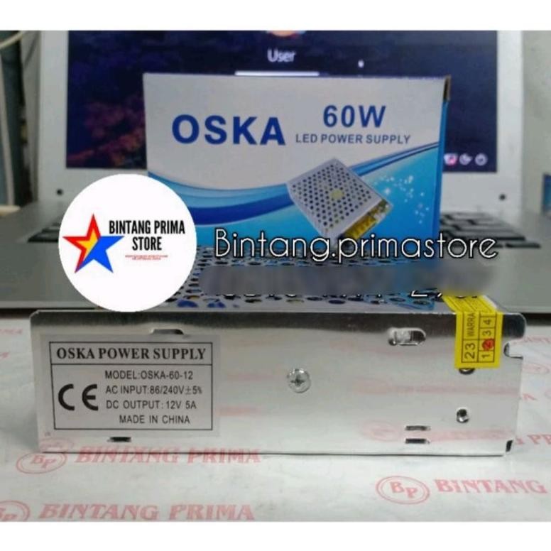 Adaptor / Power Supply 12V - 5A Model S-60W-12 merk Oska Nugi