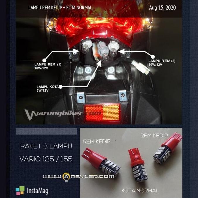 ARSYLED PAKET LAMPU LED MOTOR REM HONDA VARIO 125 150 KEDIP STROBO TERANG