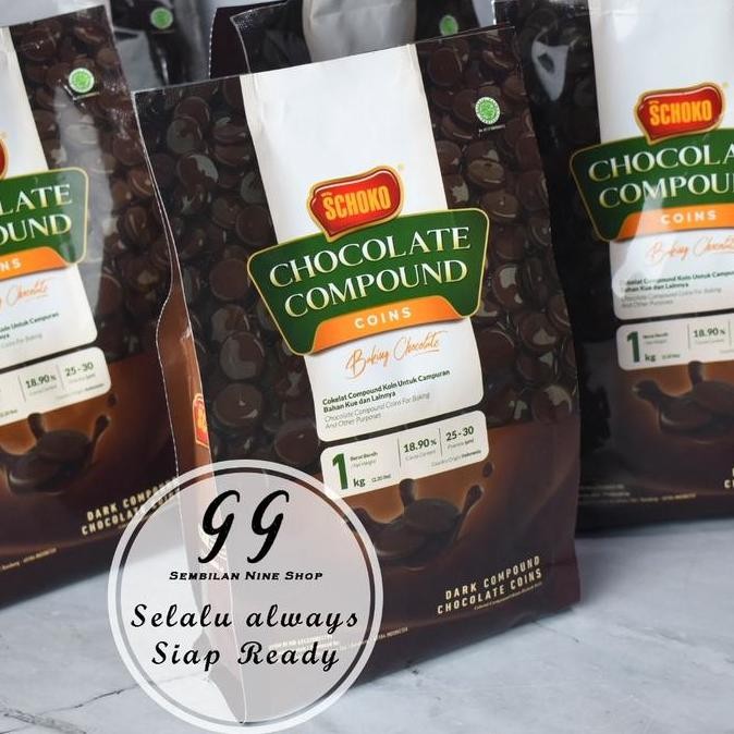 

Schoko Coin Dark Compound Grande 1 Kg Coklat Kancing Dark Chocolate