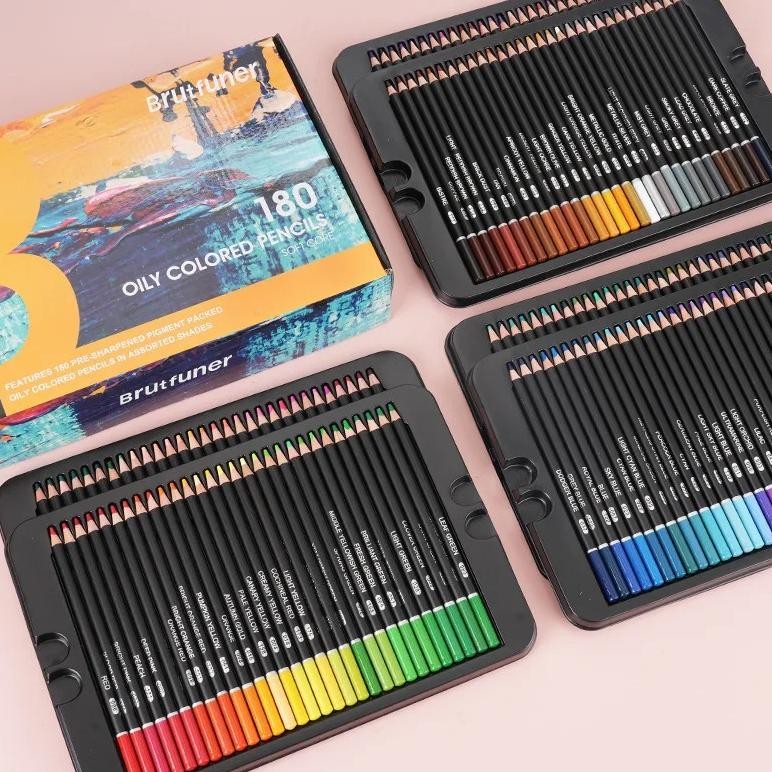 

Brutfuner 72 / 120 / 180 Colors Professional Wood soft lead 3.8 mm Oil Colored Pencils Set For Drawing Sketch School Art Supplies Nugi