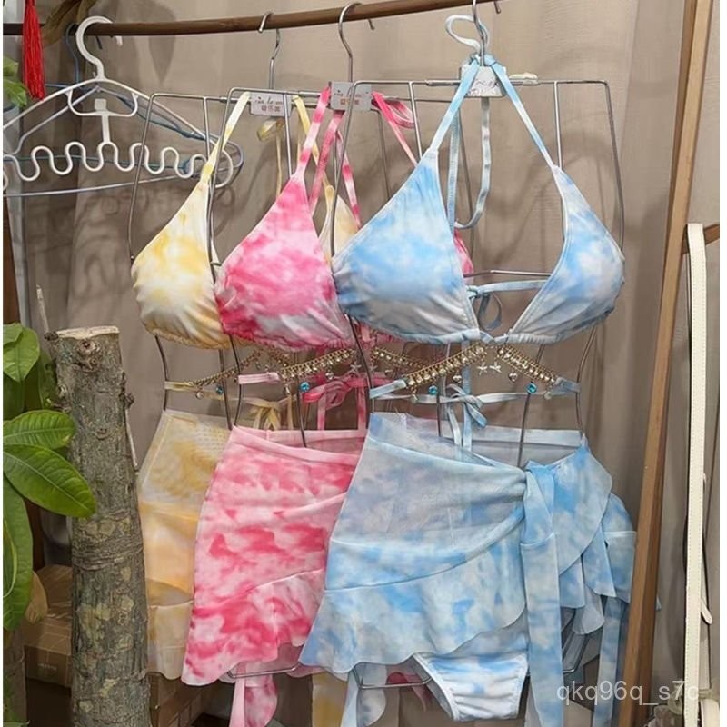 Swimsuit Sexy Bikini Skirt Style Three-Point Small Chest Slimming Beach Vacation Swimwear BHLX